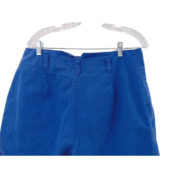 Vintage 80s Merona Blue Shorts 16 Womens High Paper Bag Waist Pleated Wide Leg - Picture 5 of 9